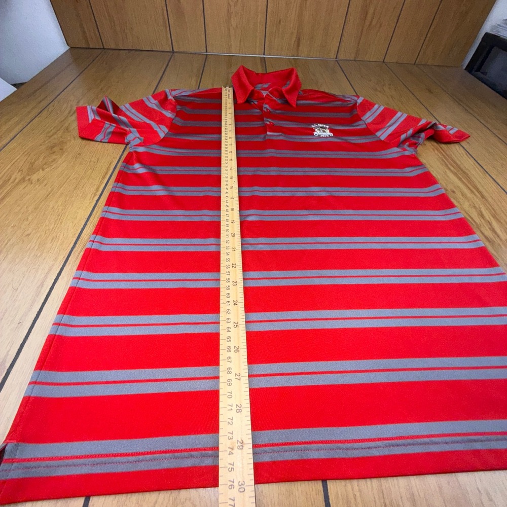 Under Armour U.S. Open Oakmont 2016 Golf Polo Shirt Mens Medium Red Striped - Picture 8 of 15